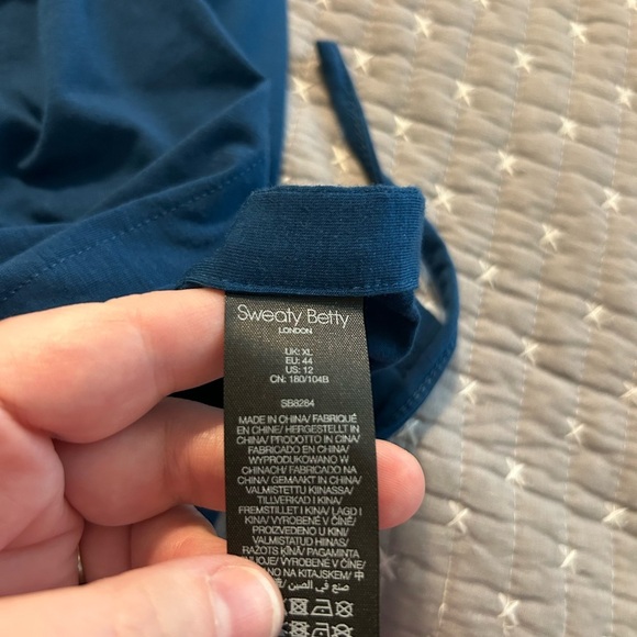 Sweaty Betty Women’s High Low Side Tie Yoga Top Peacock Blue Size XL - Picture 8 of 8